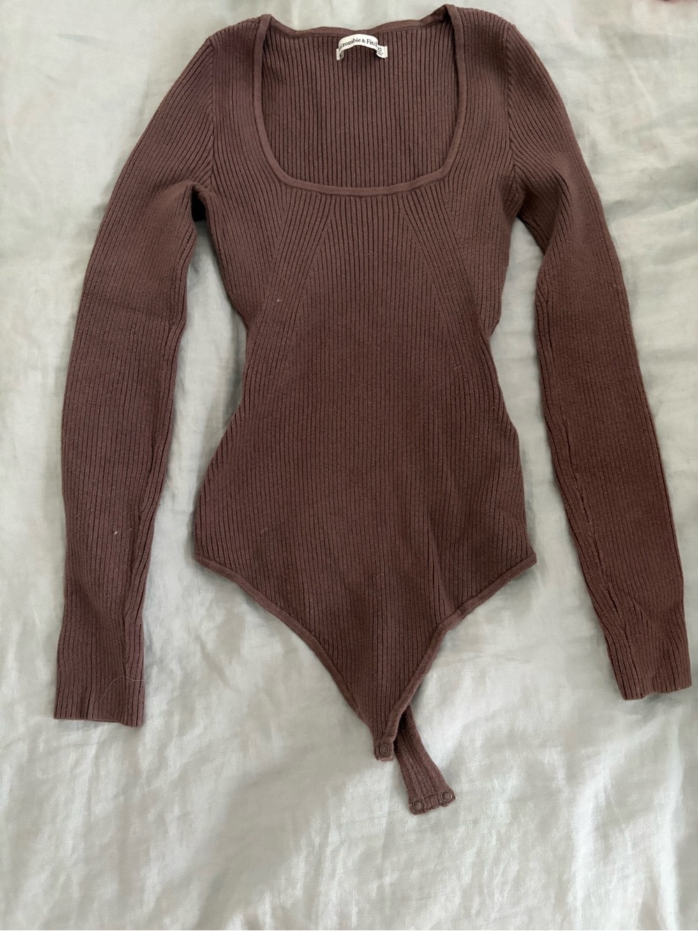 Abercrombie & Fitch Ribbed Long Sleeve Bodysuit - Brown